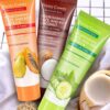 Natural skincare products with fresh fruit ingredients