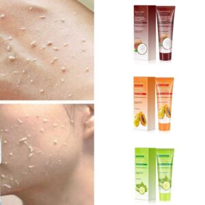 Skin texture before and after with skincare product range