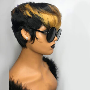 Alternative view of Black Head Mixed Color Pick Brown Short Curly Hair